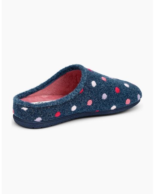 Hotter Blue Dotty Slippers