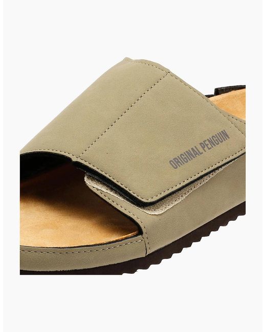 Original Penguin Gray Penguin Poll Sand Slides for men