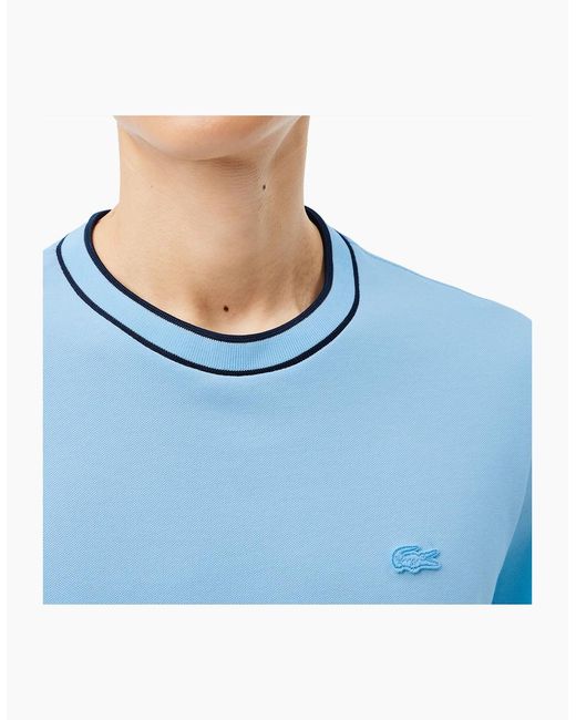 Lacoste Blue Tipped Collar T-Shirt (Sky) for men