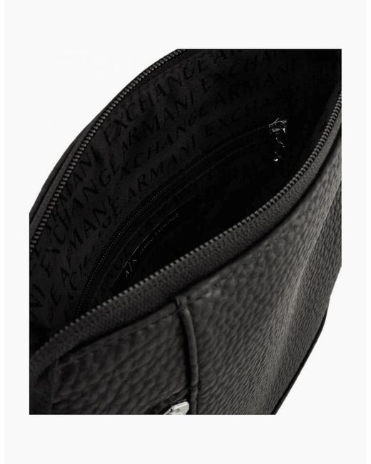 ARMANI EXCHANGE Black Tumbled Leather Pouch Bag for men