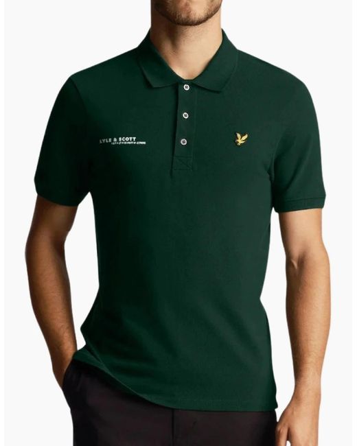 Lyle & Scott Green Lyle & Scott Dark Co-Ordinate Print Logo Short Sleeved Polo Shirt for men