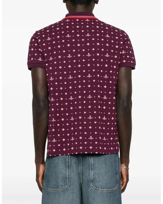 Vivienne Westwood Red All Over Orb Polo Shirt Burgundy for men