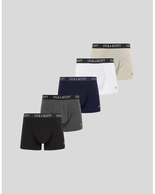 Lyle & Scott Blue 5 Pack Assorted Trunks for men