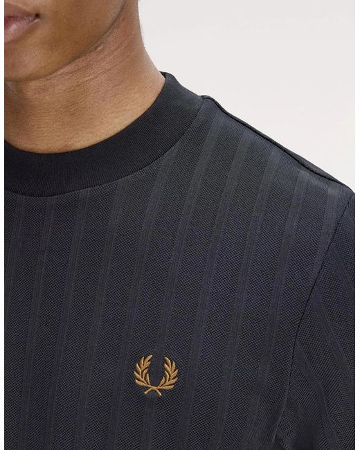 Fred Perry Black Pique Stripe T-Shirt for men