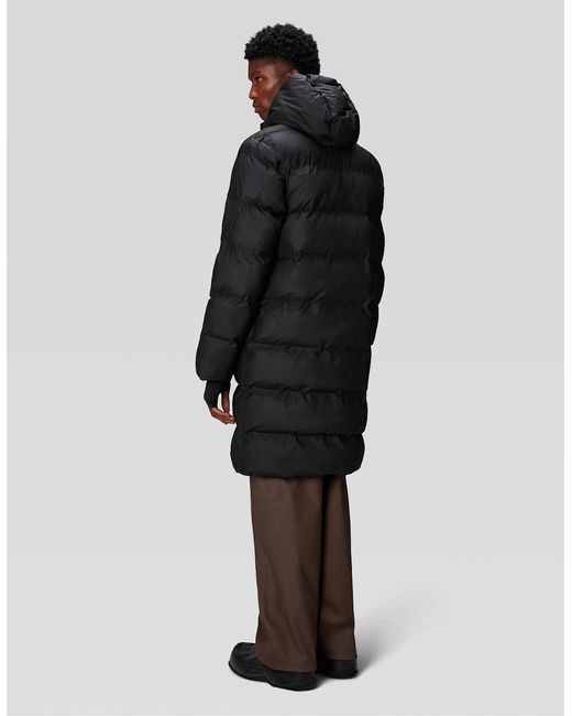 Rains Gray Alta Long Puffer Jacket