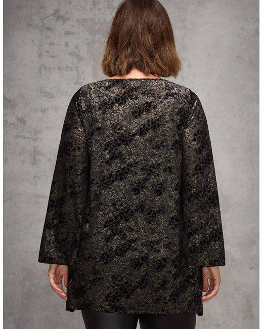 Live Unlimited London Gray Animal Velvet Burnout Jersey Tunic