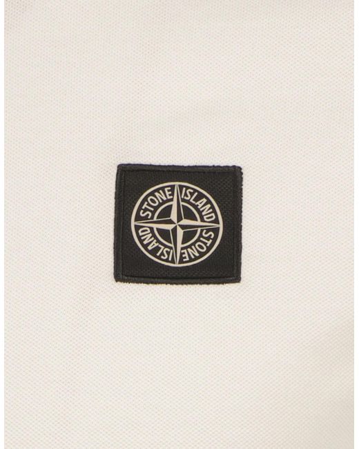 Stone Island Natural Patch Logo Polo Shirt for men