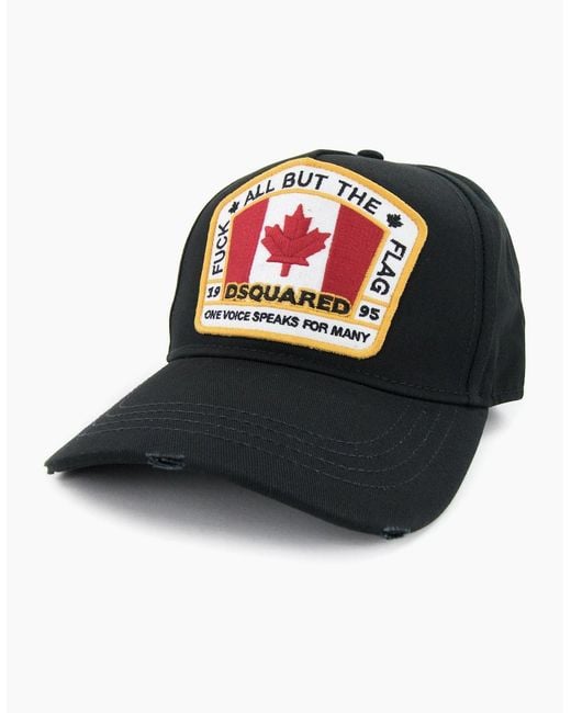 DSquared² Black Canadian Flag Baseball Cap 2124 for men