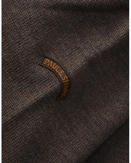 Paul & Shark Brown Moon Badge Soft Touch 1/4 Zip Sweater for men