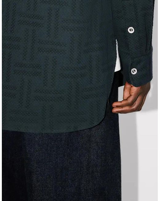 KENZO Blue Weave Workwear Overshirt for men