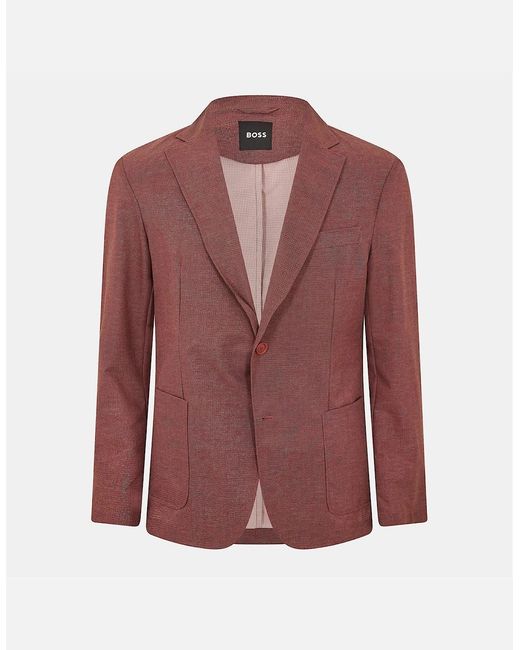 Boss Single Button Lapel Collared Solid Patterned Blazer for men