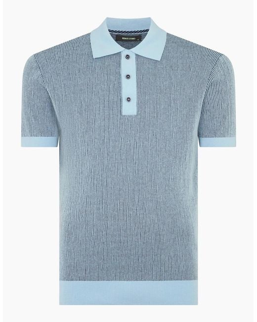 Remus Uomo Blue Knitted Polo Shirt for men