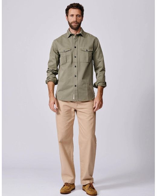 aubi Green Cole Twill Overshirt for men