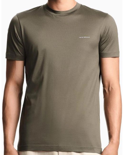 Emporio Armani Green Asv Print Logo Khaki T-Shirt for men