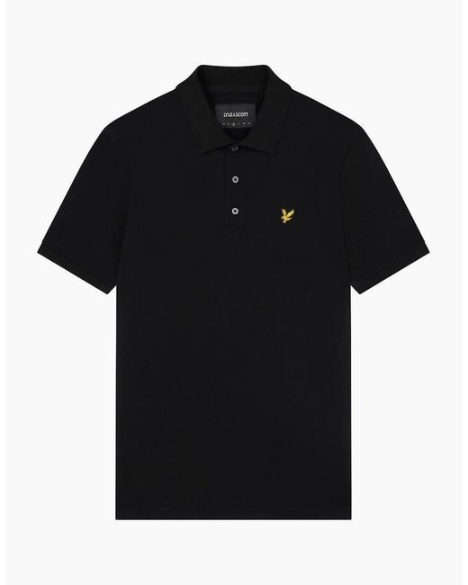 Lyle & Scott Black Lyle & Scott Branded Chest Logo Jet Polo Shirt for men