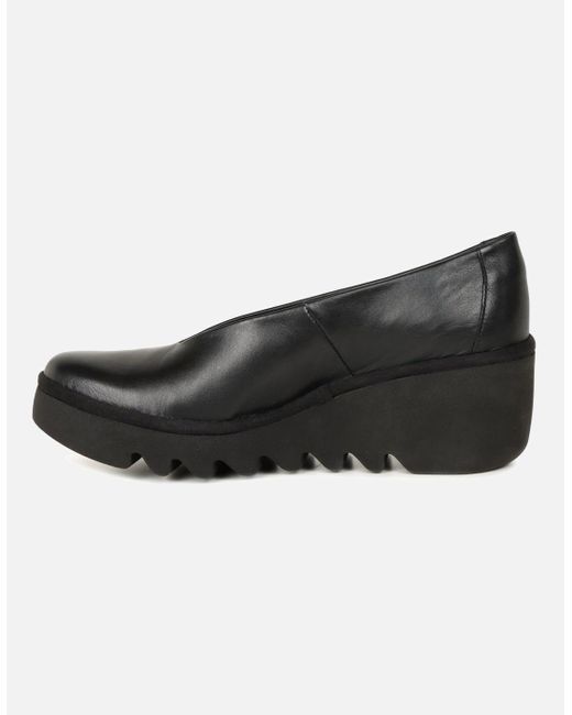 Fly London Black Beso Wedge Heel Shoes