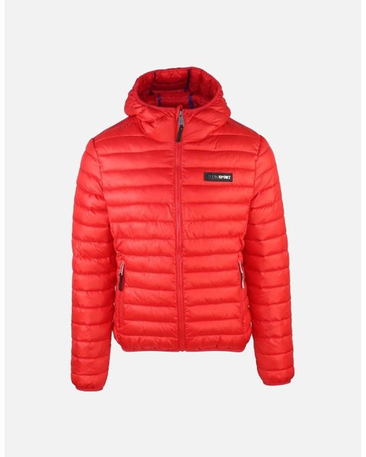Philipp Plein Red Plein Sport Padded Circle Logo Jacket for men