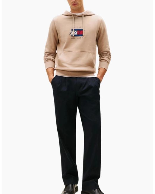 Tommy Hilfiger Natural Flag Graphic 1985 Hoodies Casual Cotton Long Sleeve Top for men