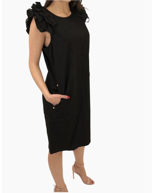 DIESEL Black De Carys Dress Round Neck Sleeveless Regular Fit Tops Office Work