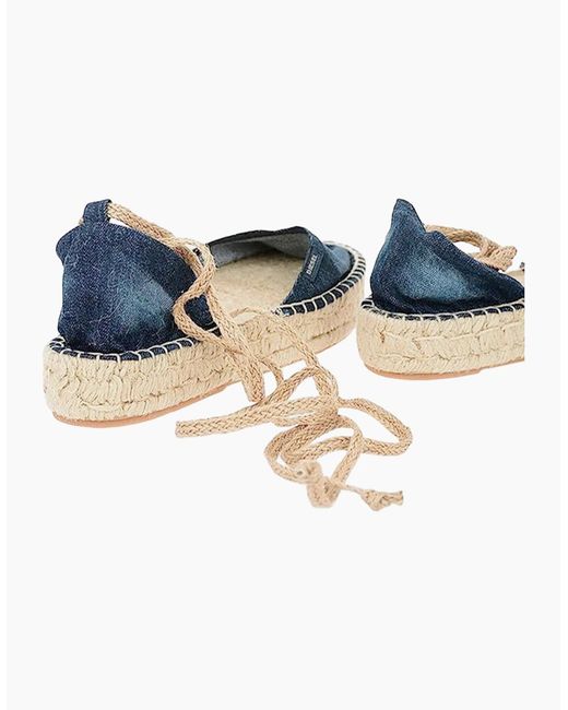 DIESEL Blue Espadrillas Rags Sandals Casual Denim Lace Up Summer Slip On Shoes