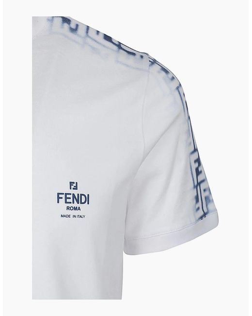 Fendi White Ff Monogram Faded Print Avio T-Shirt for men