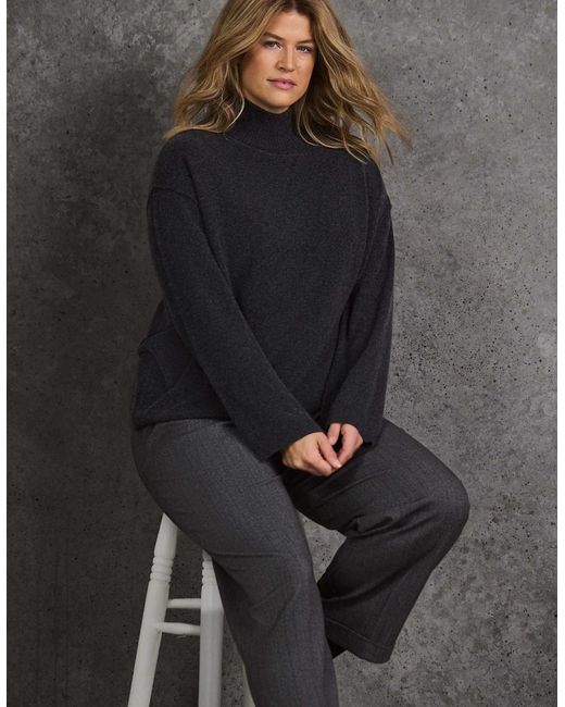 Live Unlimited London Black Cashmere-Blend Roll Neck Knit Jumper