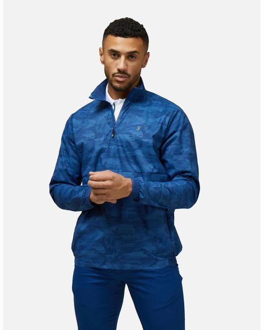 Farah Blue Parker Camouflage Showerproof Jacket for men