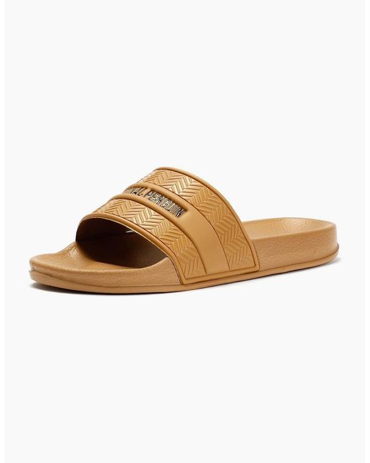 Original Penguin Brown Penguin Paradise Sand Slides for men