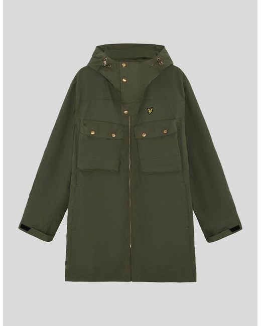 Lyle & Scott Green Waxed Guard Parka for men