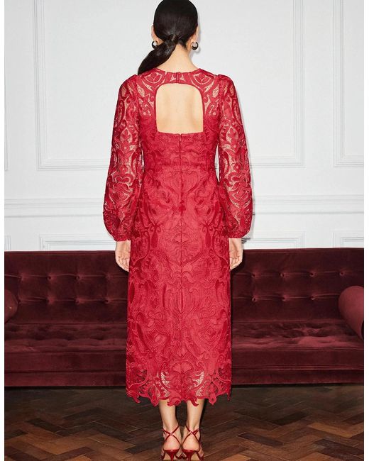 Ro&zo Red Kendall Lace Open Back Dress