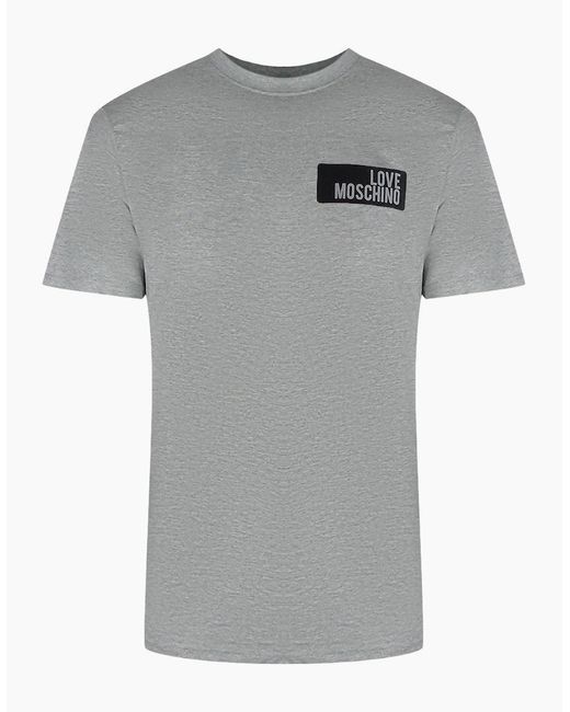 Love Moschino Gray Block Logo T-Shirt for men