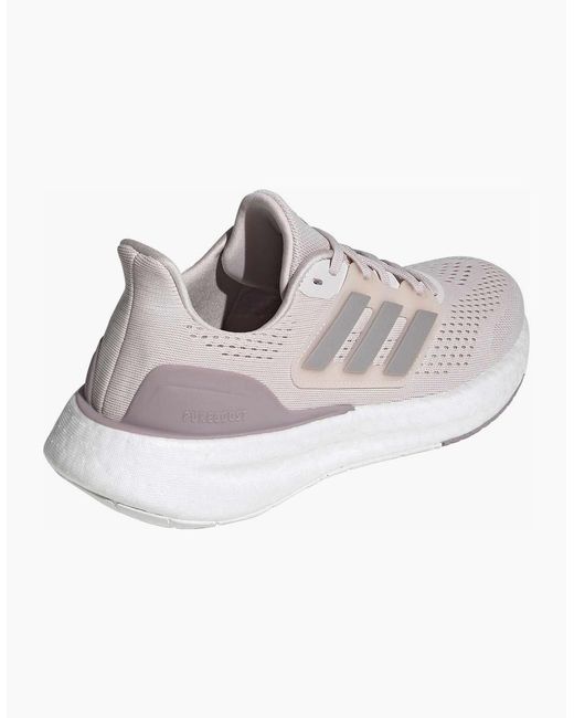 Adidas Gray Pureboost 23 Road Running Lace Up Sneakers