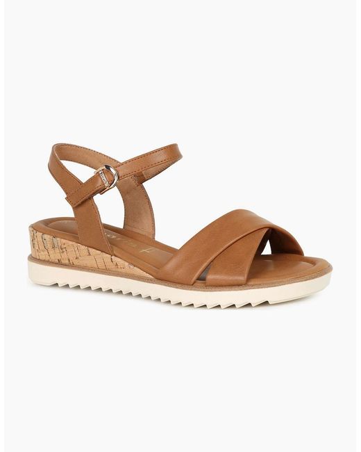 Tamaris Brown Carnation Low Wedge Sandals