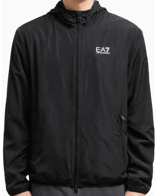 EA7 Gray Lightweight Core Id Logo Windbreaker for men