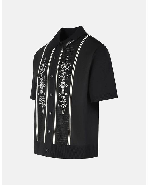 Amiri Black Ma Paneled Knit Shirt for men