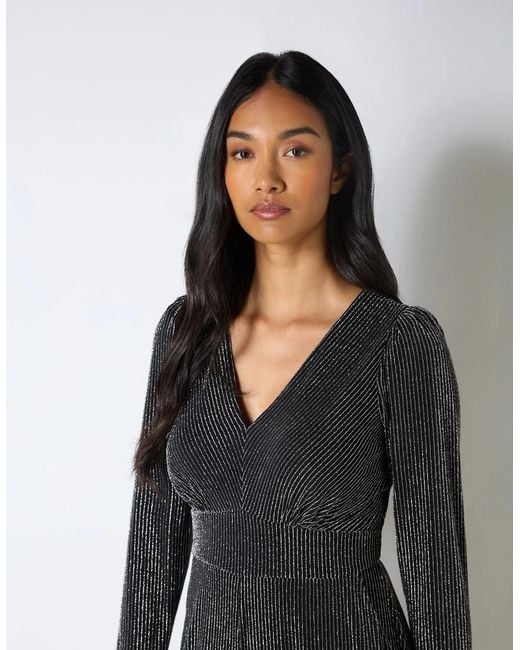 Ro&zo Gray Eliza Sparkle Jersey V-Neck Jumpsuit