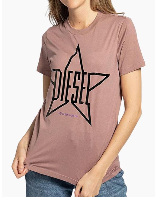 DIESEL Pink T Sily Za T Shirt Crew Neck Short Sleeve Top Casual Summer Tee New