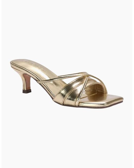 XY London Ladies Claudia Metallic Strappy Mid Kitten Heel Sandals