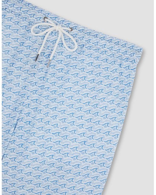 Paul & Shark Blue Swim Shorts With All-Over Shark Print for men