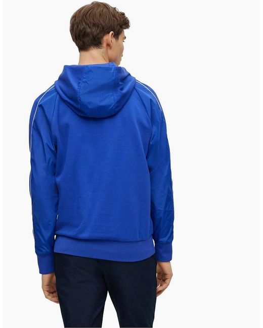 Boss Blue Hooded Neck Raglan Sleeve Sweatshirt for men