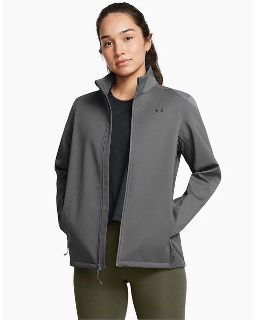 Under Armour Gray Solid Patterned Puffer Jacket