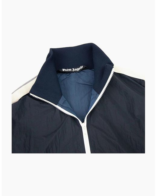Palm Angels Blue Curved Logo Wr Nylon Track Jacket for men