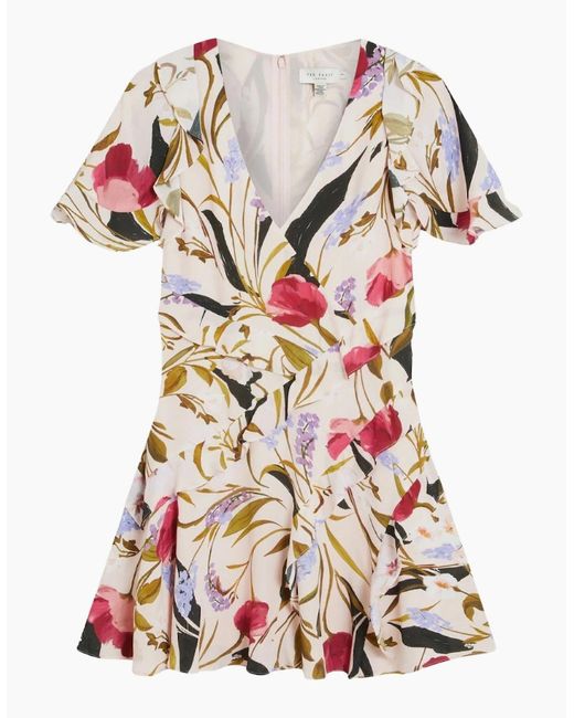 Ted Baker Multicolor Issiia Frill Detail Pale Mini Dress