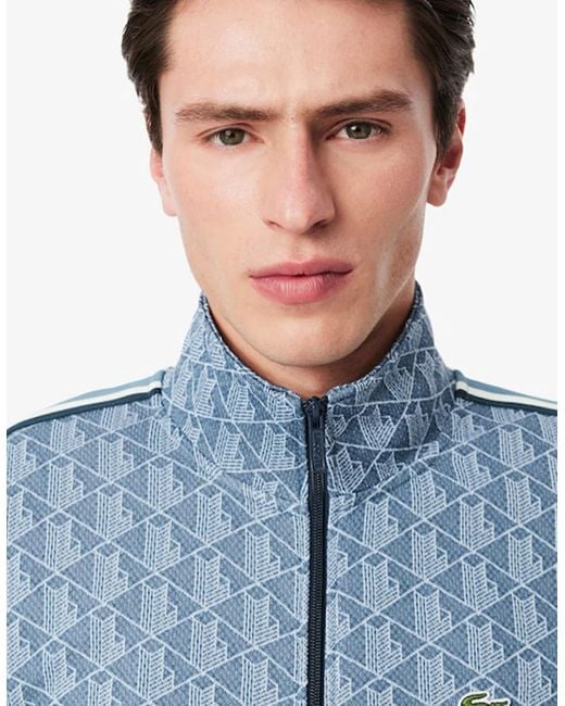 Lacoste Blue Paris Zip-Up Jacquard Track Jacket for men