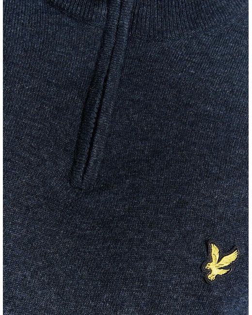 Lyle & Scott Blue Lambswool Blend 1/4 Zip Jumper for men