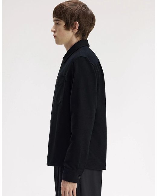 Fred Perry Blue Brushed Twill Overshirt for men