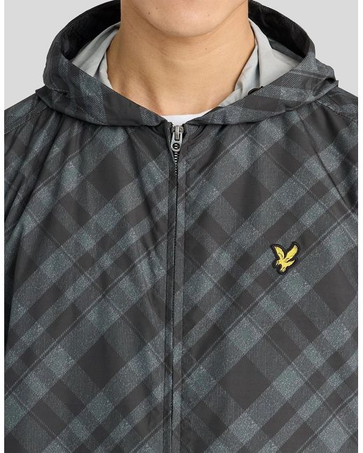 Lyle & Scott Gray Tartan Lightweight Hooded Jacket for men