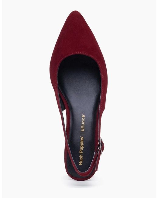 Hush Puppies Red Nahla Buckle Kitten Heel Bordeaux Pointy Slingback Shoes