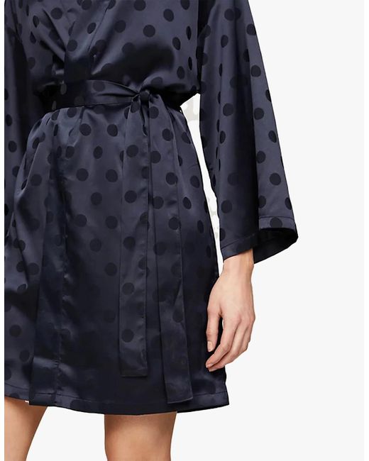 Tommy Hilfiger Blue Kimono Polka Dots Bathrobe Desert Sky