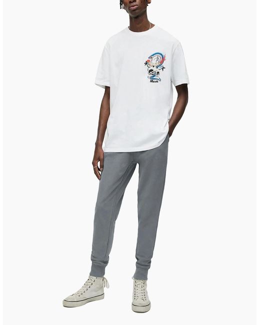 AllSaints Gray All Saints Raven Slim Fit Sweatpants Fleece Bottoms Casual Cuffed Cotton for men